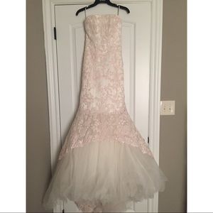Beaded & lace overlay trumpet wedding dress